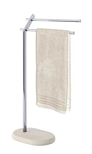 WENKO Handtuch-und Kleiderständer Mod. Puro - Seifenspender und eleganter Handtuchhalter mit robustem Chromgestell, ideal für Badezimmer und Schlafzimmer. Stufenförmige Aufhängestangen bieten viel Platz für Mäntel und Duschtücher.