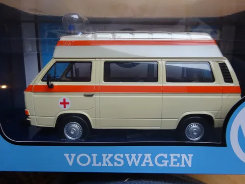 VW T3 Krankenwagen Oldtimer Modelauto ca.18cm *NEU* Maßstab 1:24 Hochdach