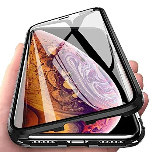 Produktbild COFI 1453 360° Magnet Full Slim Metall Case Schutz Tasche Handyhülle Handyschale mit Schutzglas Vorderseite und Rückseite Schwarz kompatibel mit Samsung Galaxy A9 2018 (A920F)