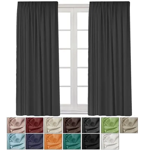 Cleanlevel Verdunkelungsvorhang (2er Set) 140x245 cm – Vorhang Blickdicht mit Kräuselband – Vorhang Verdunkelung mit Hitzeschutz & Kälteschutz