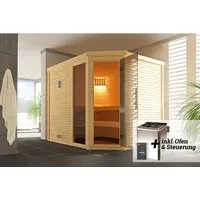 Weka Sauna CUBILIS 7,5 kW BioS mit Glastür - Sauna mit 7,5 kW BioS-Heizung, ideal für entspannende Wellness-Momente zu Hause und ausgestattet mit moderner Glastür für mehr Licht und Atmosphäre.