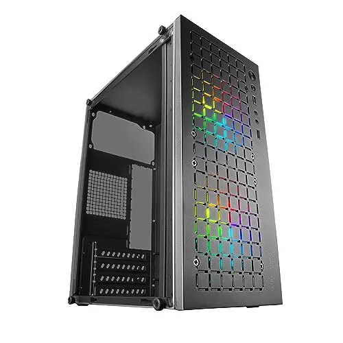 MARS GAMING MC-CORE, Ultrakompaktes MicroATX Gaming-Gehäuse, Frontdesign Metal-Mesh, 2X FRGB 120mm Lüfter, Seitliches Vollfenster, Mini-Tower PC mit USB 3.0, Schwarz