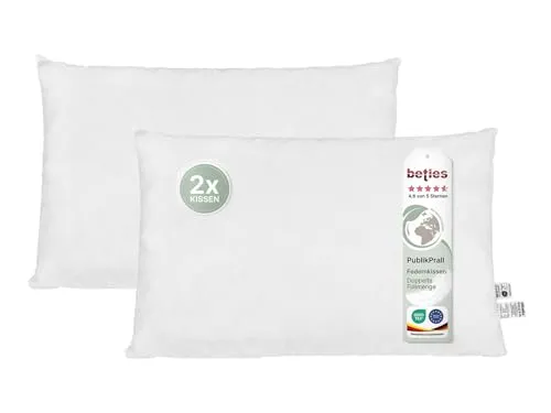 beties „PublikPrall“ Federkissen 2er Set – 30x50 cm mit 720 g Füllung - Erlebe außergewöhnliche Dichte und Standfestigkeit mit unseren 2 Innenkissen (30x50 cm) aus hochwertigen Federn. Ideal als Seitenpolster für Couch oder für Kissenliebhaber, die mehr Füllung wünschen. Oeko Tex geprüft für beste Qualität.