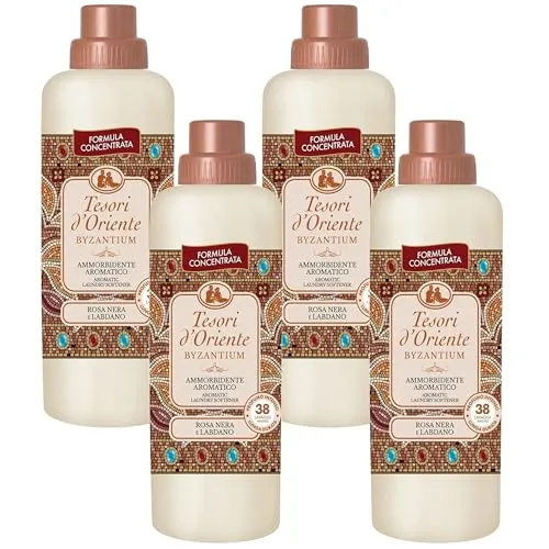 Tesori d'Oriente Ayurveda Weichspüler 760 ml - Flüssiger Weichspüler mit aromatischem Ayurveda-Duft, kombiniert weiche Textilien mit entspannenden und energetisierenden Aromen von Zitrone und Patchouli.