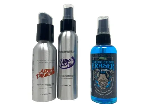 INKgrafiX® TATTOO 2 kleine Helfer Set (2 Artikel): Abzugsflüssigkeit Stencil Plus oder Stencil Premium und Stencil und Entferner Stencil Eraser - INKgrafiX® Deutschland - IG63915 - vegan DE