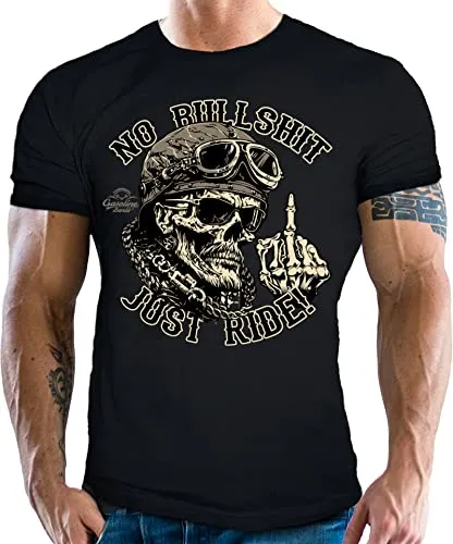 Gasoline Bandit Biker Racer Motorrad Herren T-Shirt: Just Ride