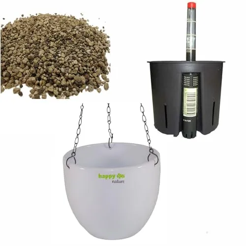 happy nature Set4 4 teilig Keramik Blumenampel Venus 13/12 Weiss Ø 17.5 cm H 15 cm für Erdpflanzen