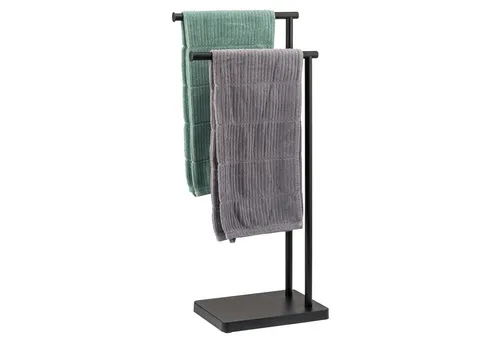 bremermann Handtuchständer - Freistehender Handtuchhalter mit 2 Stangen, Schwarz - Handtuchständer in elegantem Schwarz, ideal für Badezimmer und sorgt für Ordnung und schnellen Zugriff auf Handtücher.