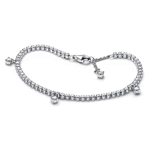 PANDORA Funkelnde Tropfen Tennisarmband in Sterling-Silber mit Künstlichen Kristallen, Gr.18, 592401C01-18