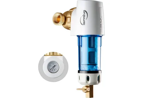 iSpring WSP50GRE Rückspülfilter - Wasserfilter für Brunnenwasser, schützt Ihr Rohrleitungssystem vor Sedimenten bis 50 Mikron. Wiederverwendbar und einfach zu spülen, bietet er langfristige Effizienz und einfache Installation.