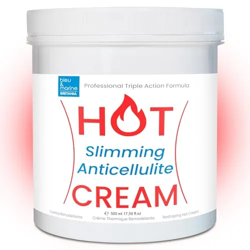 HOT Cream Sport und Anti-Cellulite Creme 500 ml zur Verbesserung der Haut Kontur, mit angenehmen Wärme-Effekt und erfrischenden Duft, enthält Zimt und Algen● Made in France