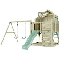 PolarPlay Spielturm Lasse - Der Sieger für grenzenlosen Spielspaß - Spieltürme mit Kletterwand, Rutsche und Spielhaus. Ideal für Kinder ab 3 Jahren, bietet vielseitige Spielmöglichkeiten und 10 Jahre Garantie auf Holzelemente.