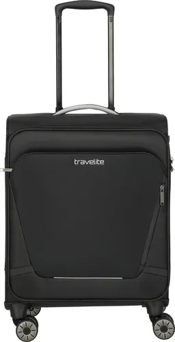 Travelite Jetpack Max Cabin Trolley 55 cm - Schwarz - Koffer für Handgepäck, ideal für Lufthansa & Co. Mit 4 Rollen, integriertem Schloss und reflektierenden Streifen für sicheres Reisen.
