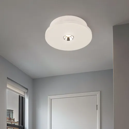 Deckenleuchte Flurlampe Wohnzimmerleuchte Küchenlampe rund LED Gips weiß chrom