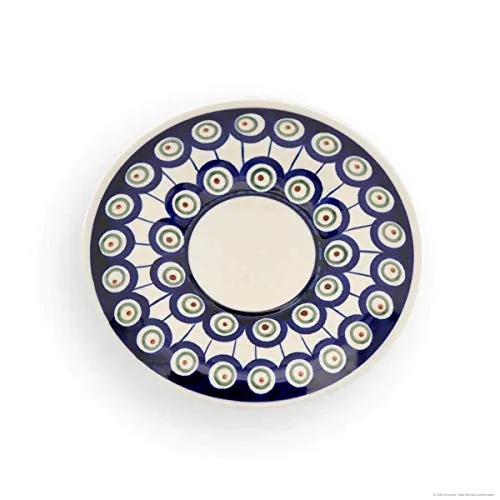 Bunzlauer keramik Untertasse Untersetzer für Kaffeebecher und Teetasse Ø 16,0 cm, H 1,80 cm – Stellfläche Ø 6,20 cm (Dekor 8)