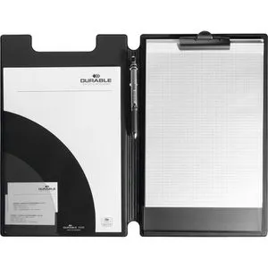 Durable Klemmbrettmappe 233201, A4+, Kunststoffbezug, mit Stiftehalter, schwarz