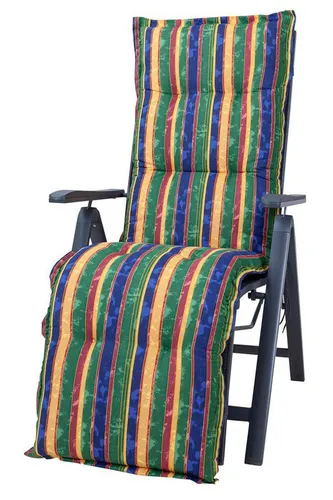 KETTtex Sesselauflage Relaxliege Florence 2268 - Sessel-Erhöhung mit multicolor Streifen, perfekt für zusätzlichen Komfort und Stil. Ideal für Relaxsessel und Liegen, handwaschbar und mit verstellbarem Halteband.