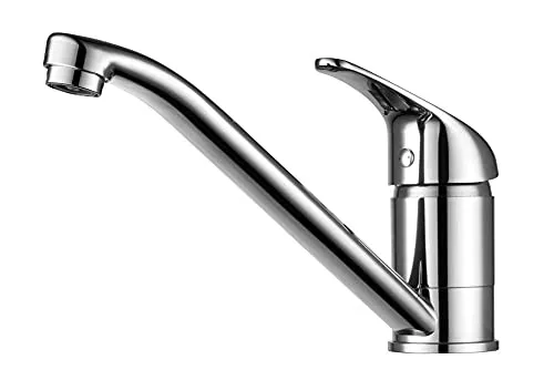 Niederdruck Spültischarmatur 360° drehbar - Waschraumarmaturen mit hochwertigem Messing und Chrom, ideal für Niederdrucksysteme und Kleinspeicher, ausgestattet mit flexiblen Anschlussschläuchen für einfache Installation.