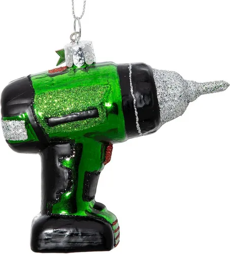 SIKORA Weihnachtsbaumkugel Akkuschrauber besondere Weihnachtskugel Glas Anhänger – BS523, Christbaumschmuck Deko - traditionell, witzig & außergewöhnlich