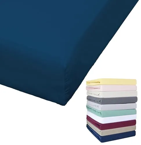 BIERBAUM Spannbettlaken Jersey, marine - Spannbettlaken aus 95 % Baumwolle und 5 % Elasthan für optimale Weichheit und Dehnbarkeit, ideal für Boxspringbetten und Standardmatratzen bis 30 cm Höhe.