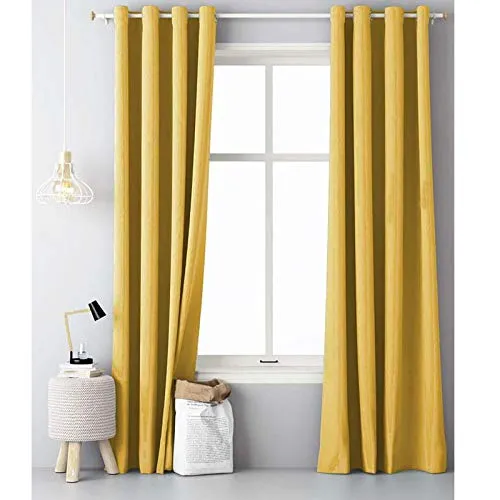 JEMIDI Vorhang blickdicht lichtundurchlässig 140x250cm - Schiebevorhänge: Edler Deko Schal von JEMIDI, blickdicht und lichtundurchlässig für optimalen Sichtschutz in jedem Raum, einfach mit Ösen anzubringen.