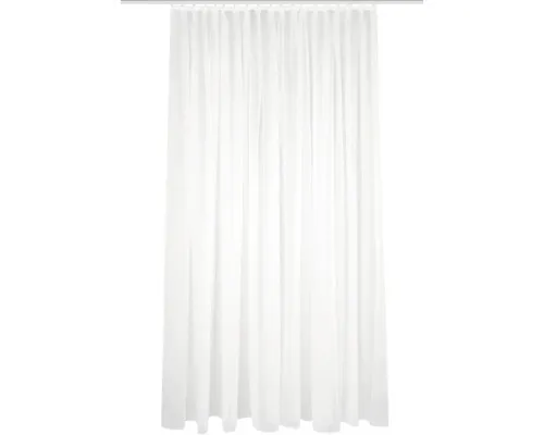 Vorhang mit Faltenband Sablio uni weiß leicht schimmernd 145x450 cm - Gardinen & Vorhänge, eleganter Vorhang aus leicht schimmerndem Polyester, ideal für ein stilvolles Wohnambiente.
