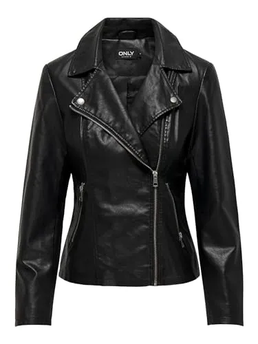 ONLY Kunstlederjacke in Schwarz von ONLY