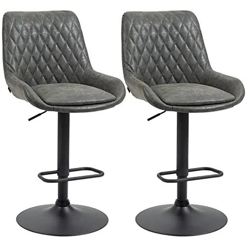 HOMCOM 2er-Set Barhocker mit Rückenlehne in grau von HOMCOM