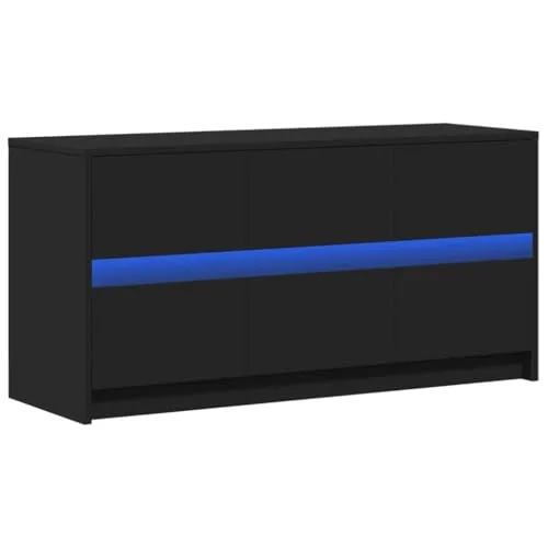 vidaXL TV-Schrank mit LED-Beleuchtung Schwarz 100x34x50 cm - TV-Halterung mit RGB-LED-Beleuchtung für ein individuelles Ambiente und viel Stauraum für Multimedia-Geräte. Robust und stilvoll, ideal für jedes Wohnzimmer.