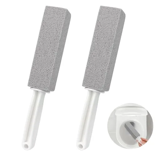 ddLUCK Bimsstein Toilettenreiniger FußPflege Cleaning Block, WC Pumice Stone Reinigungsstein Stein mit Griff,Toilette Steine Urinsteinentferner FüR Bad KüChe Fliesen(2 StüCk,Grau)