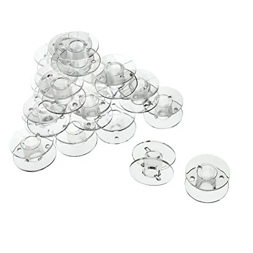 Faden & Nadel 25 Spulen für die Nähmaschine, Nähmaschinenspulen aus Kunststoff (25 Spulen transparent)