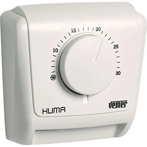 VEMER VE019600 KLIMA 3 – Mechanischer Wandthermostat, Raumthermostat für Heizung und Klimaanlage, Membrantechnologie, Weiß