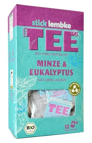 Stick Lembke Naturbelassener Bio-Kräutertee Minze & Eukapyptus 12 x 2 g
