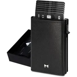 Gentlemen's® Cardholder - RFID-Schutz Kreditkartenetui mit Münzfach - Minimalistisches Portemonnaie für Herren - Schwarz - Kompakter Cardholder aus hochwertigem Echtleder mit Platz für bis zu 11 Karten und einem praktischen Münzfach. Ideal für den modernen Mann, der Wert auf Stil und Funktionalität legt.