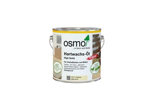 Osmo Hartwachsöl Original, 2,5l, glänzend, farblos 3011 - Wachse für den optimalen Schutz von Holzfußböden und Möbeloberflächen. Wasserabweisend, abriebfest und einfach anzuwenden – ideal für Kindermöbel und Spielzeug.
