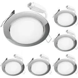 ledscom.de LED Decken-Einbaustrahler RUBA chrom 6er Set - Einbauleuchten mit 644lm, 3-Stufen Dimmen ohne Dimmer, ideal für vielseitige Lichtakzente in jedem Raum.