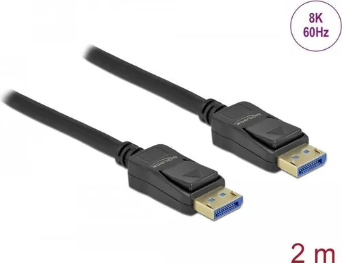 Delock DisplayPort-Kabel - DisplayPort 2.0, 2m Länge, unterstützt 10K bei 60 Hz für gestochen scharfe Bildqualität