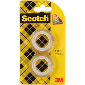 Scotch Doppelseitiges-Klebeband 136R2, transparent, PP, 12mm x 6,3m, 2 Stück
