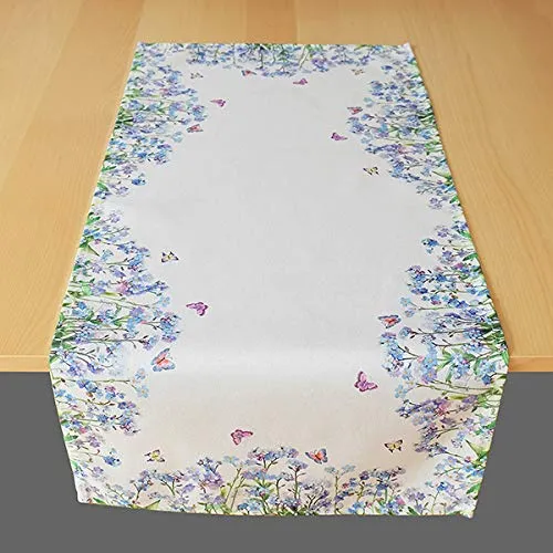 Raebel Tischserie Blumen & Schmetterlinge - Druckdesign bunt (Tischläufer 40 x 90 cm)
