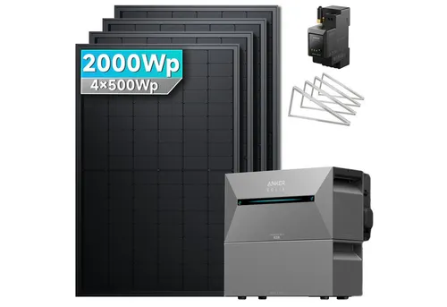 Solarmars® 1800W Balkonkraftwerk mit Speicher - Erneuerbare Energie: Hochwertiges Balkonkraftwerk mit 4 Solarmodulen (450 W), Anker SOLIX Solarbank 2 E1600 Pro und Erweiterungsakku für nachhaltige Stromversorgung.