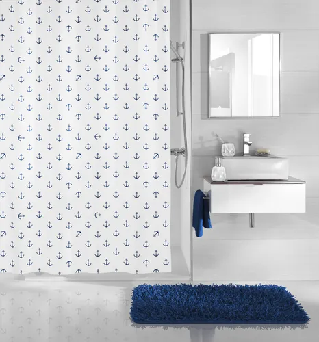 Kleine Wolke Duschvorhang Anchor 240 cm in blau von Kleine Wolke