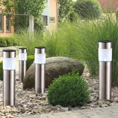 Außenleuchte Solarleuchte Erdspieß Leuchte Solar Gartenlampe Edelstahl 4er Set