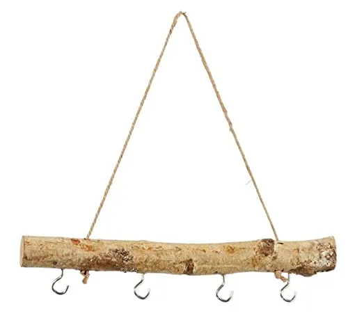 NaDeco Birkenzweig mit Haken und Kordel, in 2 Größen erhältlich | Deko-Holz-Stange | Hängeast-Birke | Deko- Zweig mit Kordel | Fensterdekoration | Türdeko | Fensterdeko | Fensterhänger, Größe:30 cm