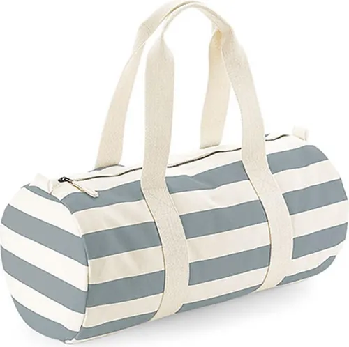 Westford Mill W688 | Sporttasche Nautical Barrel Bag - Farbe: Natural/Grey - Größe: 50 x 25 x 25 cm