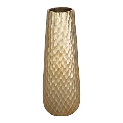 EGLO LIVING Metallvase Nilgaut - Elegante Deko Vase aus gebürstetem Messing - Vasen, gehämmerte Aluminium-Dekovase für Wohnzimmer, ideal für Trockenblumen und im trendigen Brass Chic. Perfektes Geschenk zu besonderen Anlässen!
