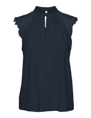 Vero Moda Spitzentop VMMILLA SL LACE TEE – Elegantes Damenoberteil - Trendiges Spitzentop von Vero Moda im Materialmix. Ideal für vielfältige Looks, bietet hohen Tragekomfort durch elastische Qualität. Perfekt für Büro und Freizeit!