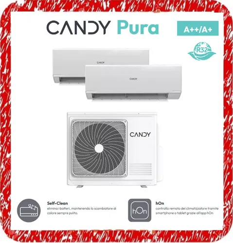 CANDY Pur Air Conditioner Dual CY2T14AOUT 9+9 Btu Wechselrichter R32 A+ Wifi