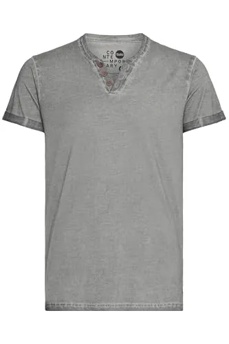 !Solid SDTino Herren T-Shirt Kurzarm Shirt mit V-Ausschnitt 100% Baumwolle Regular fit, Größe:M, Farbe:Mid Grey (2842)