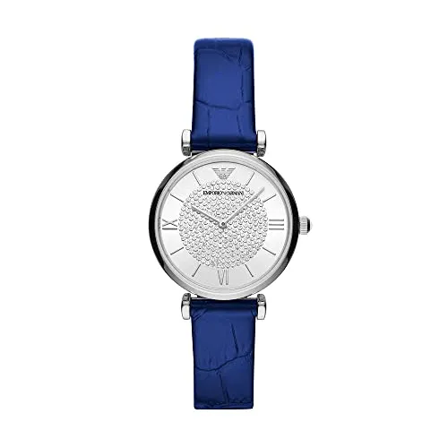 Emporio Armani Damen Uhr AR11344 - Elegante Zweizeigeruhr mit Lederarmband - Armbanduhren für Damen: 32mm Edelstahlgehäuse, Saphirglas und wasserdicht bis 50m - ideal für stilvolle Anlässe und den Alltag.