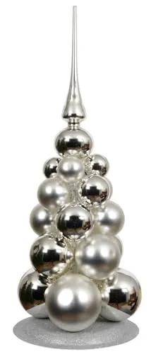zeitzone Künstlicher Weihnachtsbaum Silber aus Glas Christbaumkugeln und Christbaumspitze